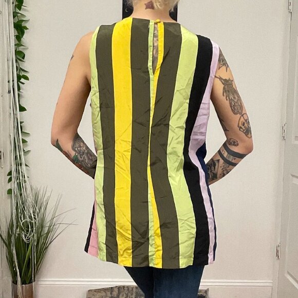 Diane Von Furstenberg Silk Stripe Top Tie-Waist Size L Multicolor - Picture 7 of 10